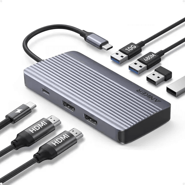 Anker USB-C Hub (7-in-1, Dual Display) Gray