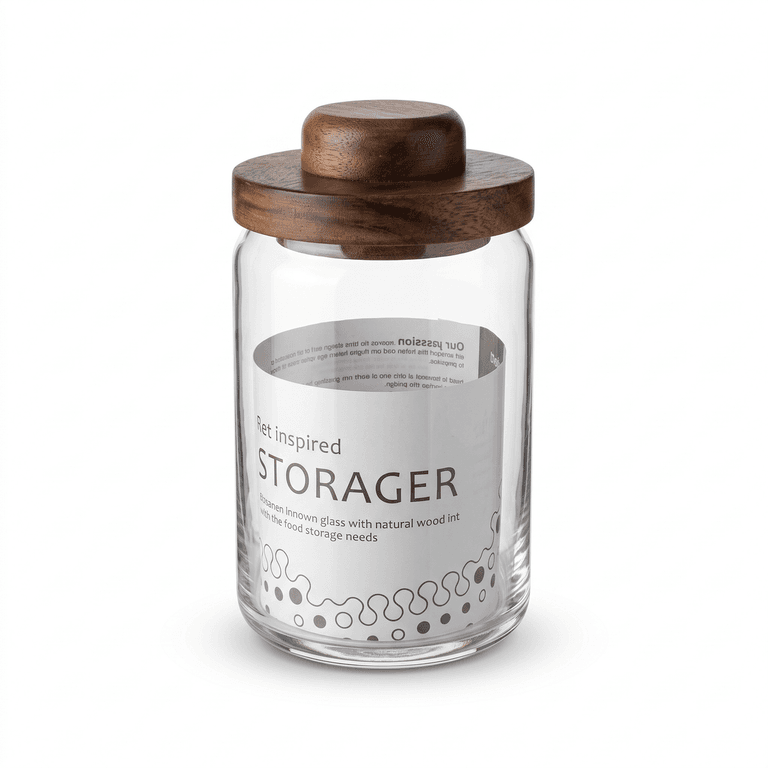 مرتبان زجاجي بغطاء خشبي - Storager