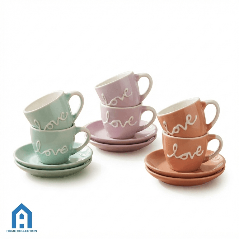 طقم مجات بورسلان ملون عدد 6 - A Home Collection