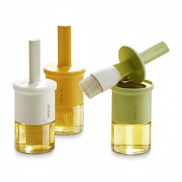 فرشاة دهن زيت مع وعاء تخزين شفاف - Oil Brush