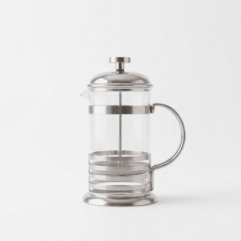 مصفاة قهوة French Press بجسم زجاجي وإطار معدني