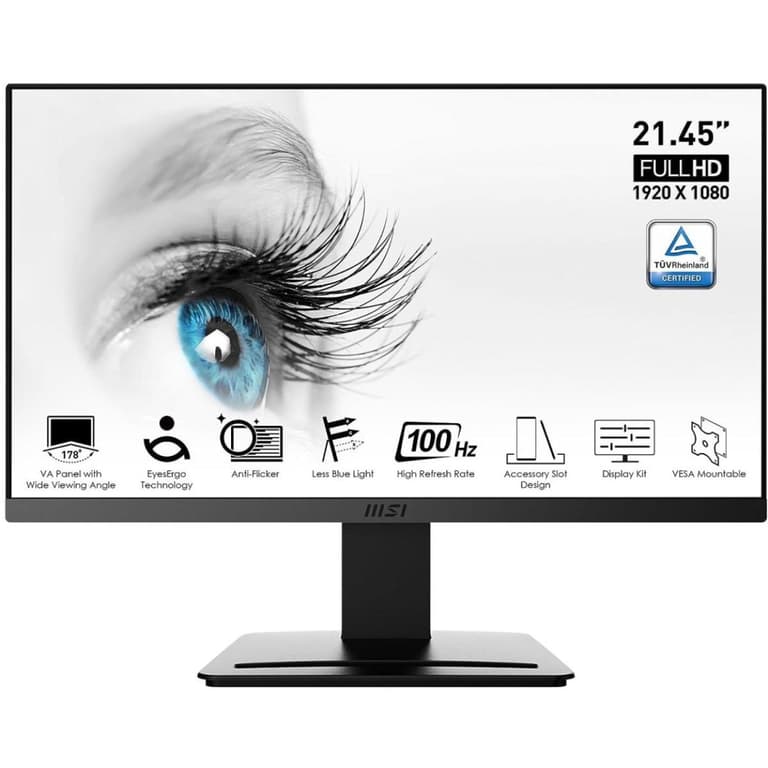MSI PRO MP223 22" Full HD 100Hz Less Blue Light PRO VESA Mountable Tilt-Adjustable HDMI & VGA - Black