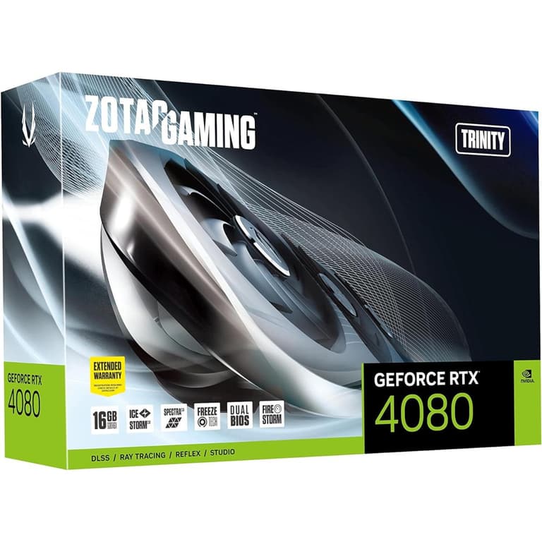 ZOTAC GeForce RTX 4080 16GB Trinity GDDR6X 256-bit PCIE 4.0 IceStorm 2.0 Advanced Cooling Spectra 2.0 RGB Lighting