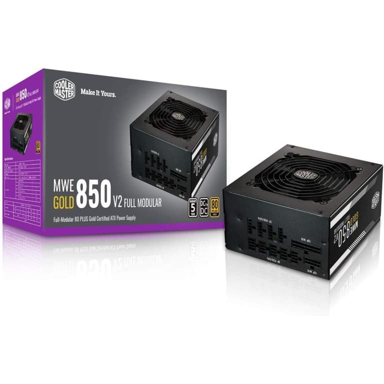 Cooler Master MWE Gold 850 V2 Full Modular 850W 2 EPS Connectors 120mm HDB Fan Semi-Fanless Operation