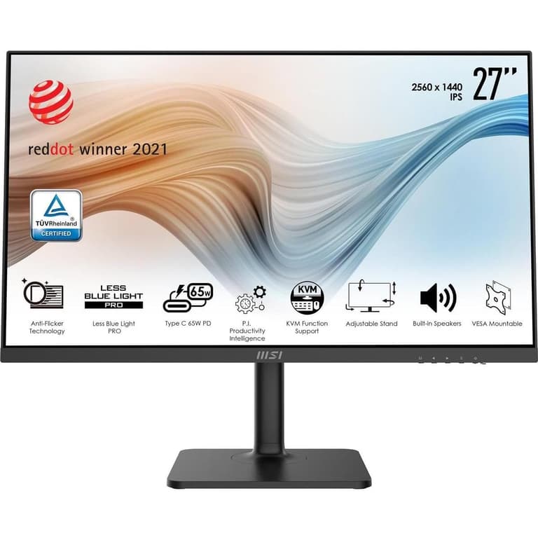 MSI Modern MD272QP 27" IPS 2K 75Hz Eyesight Protection Adjustable Stand w/ USB C & Speakers