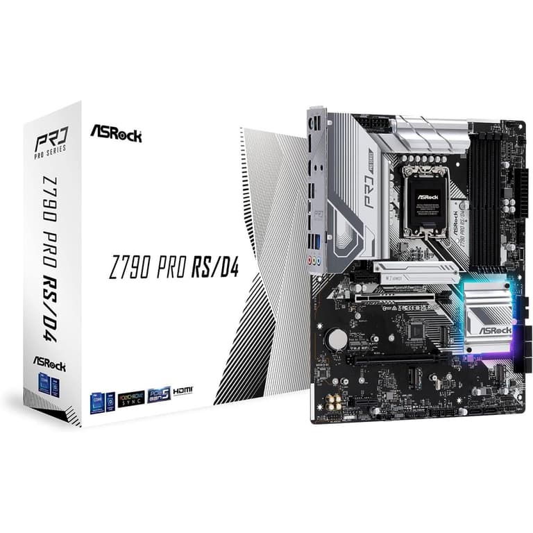 ASRock Z790 PRO RS Intel Z790 DDR4 PCIE 5.0 x16 4x Hyper M.2 slots 2.5Gb Lan 7.1 Nahimic Audio 14+1+1 Power Phase Mainboard