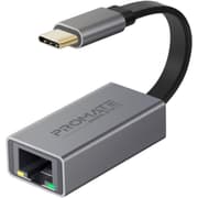 Promate GigaLink-C USB-C Adapter Premium Aluminium Alloy Full-Speed USB Type-C to 10/100/1000Mbps RJ45 Gigabit Ethernet product image