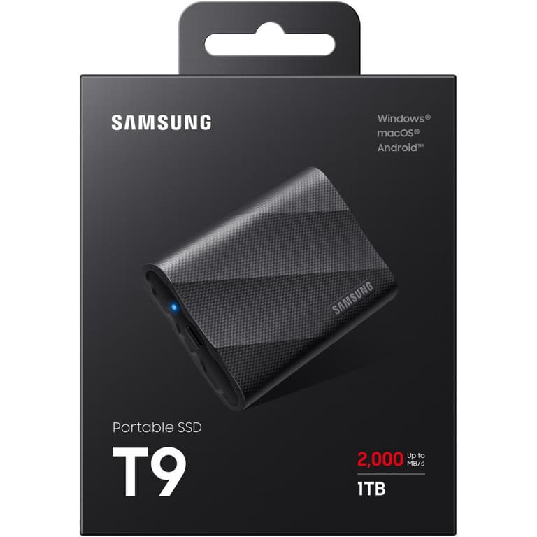 SAMSUNG T9 Portable SSD 1TB USB 3.2 Gen 2x2 External SSD Read Speeds Up to 2,000MB/s for Gaming, Students & Professionals