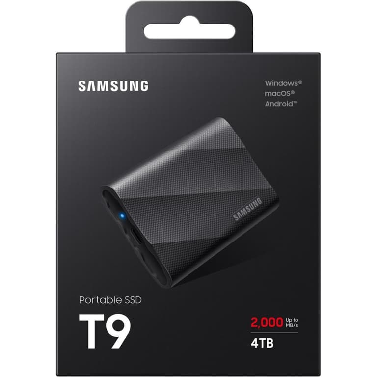 SAMSUNG T9 Portable SSD 4TB USB 3.2 Gen 2x2 External SSD Read Speeds Up to 2,000MB/s for Gaming, Students & Professionals