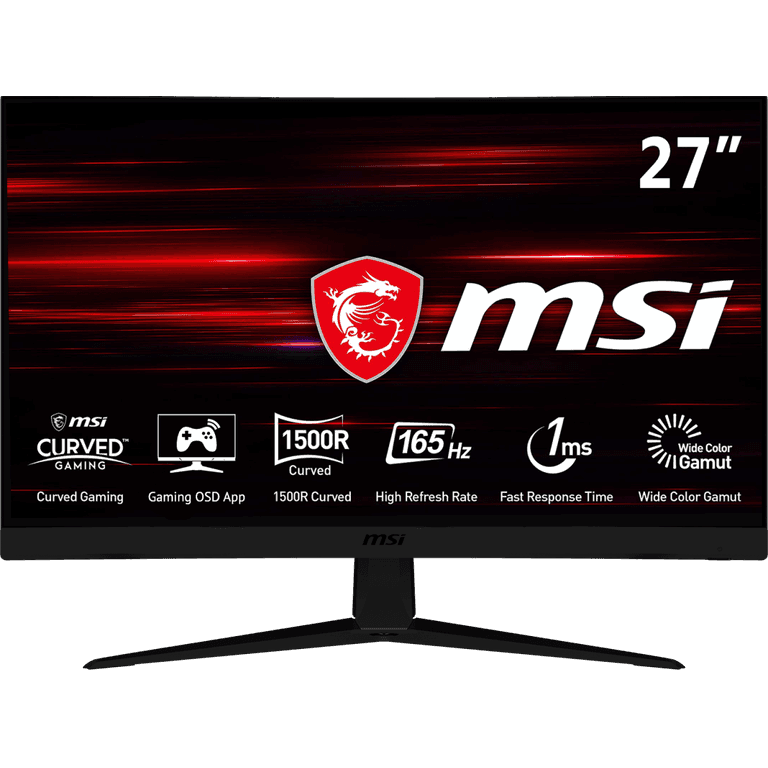 MSI Optix G27C5 27" Curved 1500R Full HD 165Hz 1ms 2xHDMI DisplayPort FreeSync Anti-Glare Backlit LED Gaming Monitor