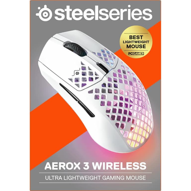 SteelSeries Aerox 3 (2022) Wireless Super Light 18K CPI TrueMove Air Optical Sensor 68g Water Resistant 200 Hour – Snow