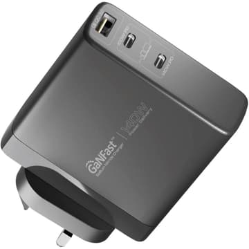 Promate GaNCharge-140W 140W USB-C GaN Charger with 140W Type-C Power Delivery 100W USB-C 3.0 Port 30W QC 3.0 USB Port - Black