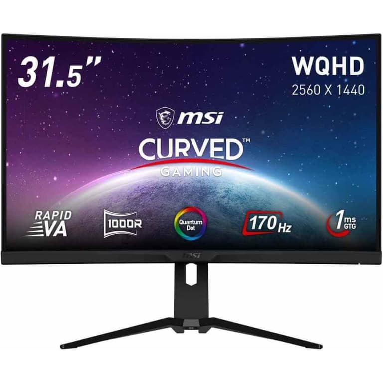 MSI MAG 325CQRF-QD 32" Quantum Dot WQHD 2K Curved 1000R Rapid VA 170Hz 1ms DisplayHDR 400 AMD FreeSync Premium w/ USB Type-C