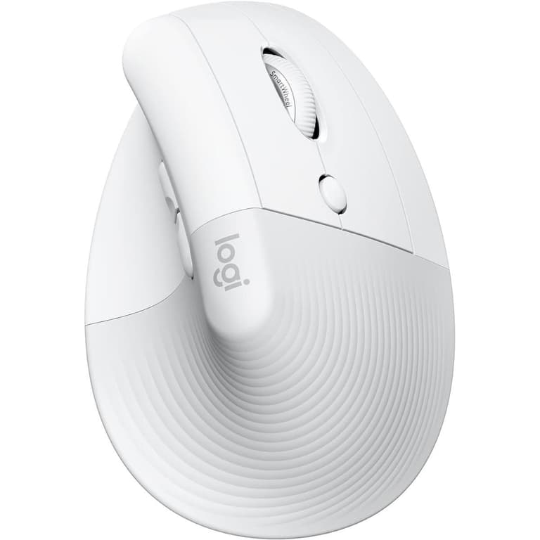 Logitech Lift Vertical Ergonomic Mouse Wireless, Bluetooth Quiet clicks 4 buttons For Windows/macOS/iPadOS, Laptop, PC - Off White
