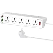 Promate POWERMATRIX-3M Premium 16-IN-1 Power Socket 10x OUTLETS 1xUSB-C PD 1xUSB-A QC 3.0 4x USB-A 3M Cable - White product image