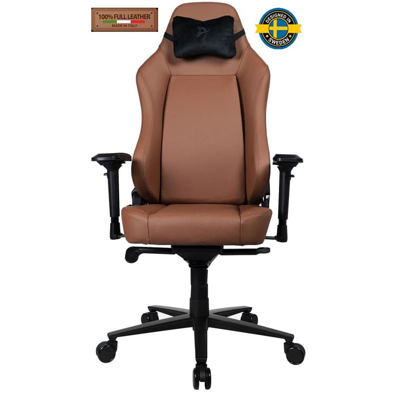 Arozzi Primo PREMIUM 100% Full Italian Leather Improved Foam Aluminum Base & Built in Lumbar Support Chair (( Open Box ))
