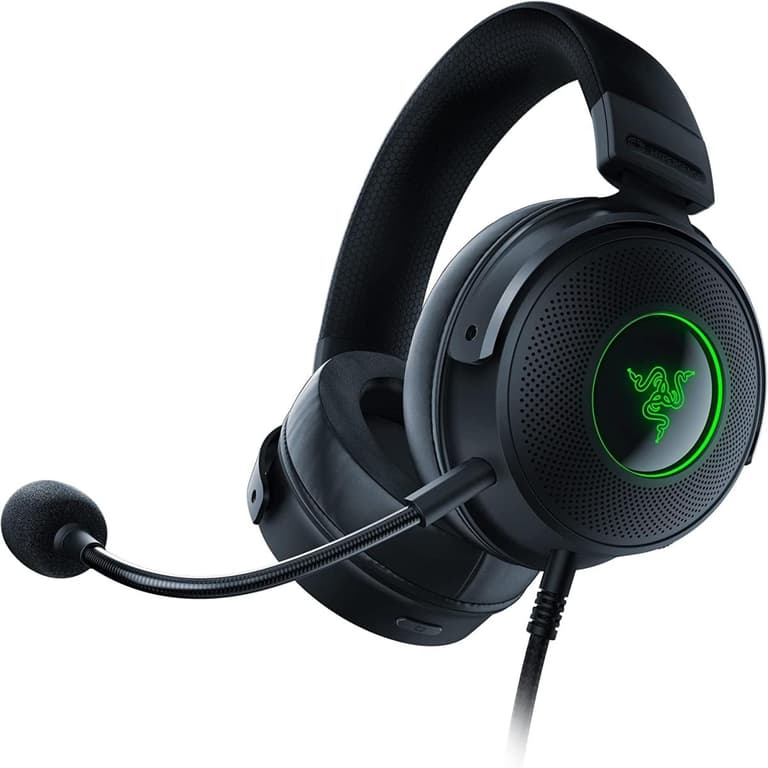 Razer Kraken V3 HyperSense Wired USB Haptic Technology Triforce Titanium 50mm Drivers Detachable Mic - Black