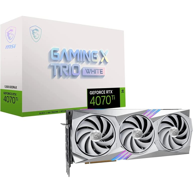 MSI Gaming Trio GeForce RTX 4070 Ti 12GB GDRR6X 192-Bit Tri-Frozr 3 Ada Lovelace Architecture Graphics Card White Edition
