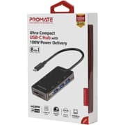Promate PrimeHub-Mini 8 In 1 Type-C Adapter 100W USB-C Power Delivery 4K HDMI, TF/SD Card Slot, RJ45 Port and 3 USB 3.0 Sync Charge product image