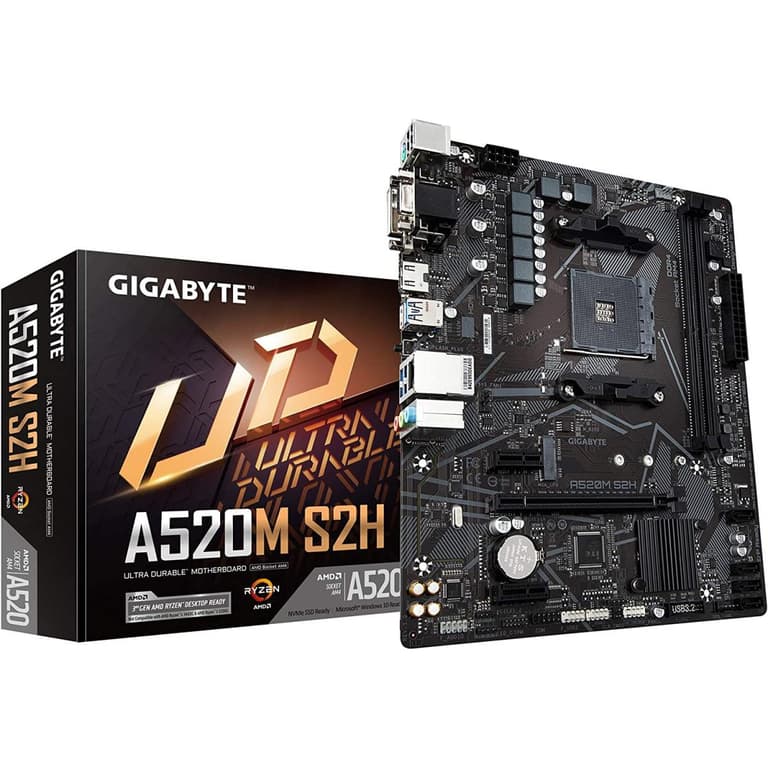Gigabyte A520M S2H AMD Ryzen AM4 NVMe PCIe 3.0 x4 M.2 3 Display Interfaces Q-Flash Plus RGB Fusion 2.0