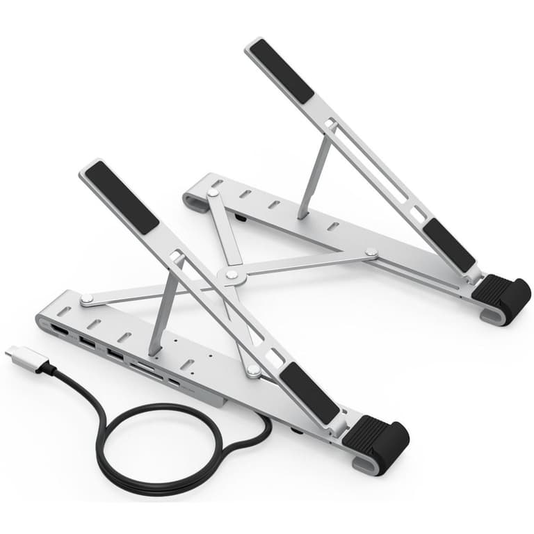Choetech HUB-M43-V1 7-IN-1 Collapsible Laptop Stand w/ USB C HUB DockingStation TYPE-C PD 60W , HD 4K 60HZ ,RJ45 , 4X USB & SD TF Card Reader