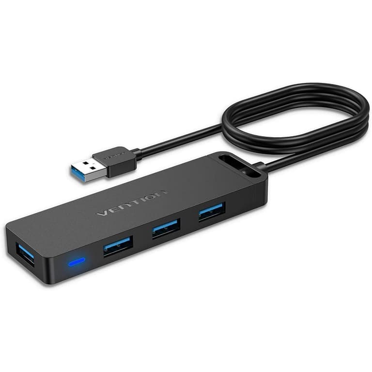 VENTION CHTBB 4-Port USB 3.0 Hub 3FT Ultra-Slim Data USB Splitter Charging - Black