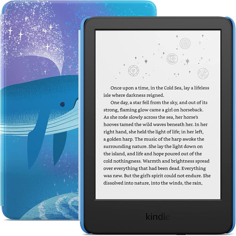 Amazon NEW Kindle Kids (2022) 16GB WIFI 6" The Lightest & Most Compact Kindle 300 ppi Up To 6 Weeks Battery - Space Whale