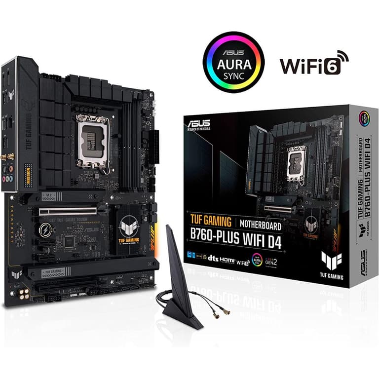 ASUS TUF GAMING B760-PLUS WIFI D4 Intel B760 LGA 1700 ATX PCIe 5.0 3x PCIe 4.0 M.2 2.5Gb Ethernet USB 3.2 Gen 2x2 Type-C