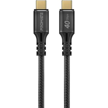 Promate PowerBolt240-2M USB-C Cable Ultra-Fast 240W Power Delivery Thunderbolt 3 w/ 8K Display Nylon Braided 2M Cord & 40Gbps Transfer Speed - Black