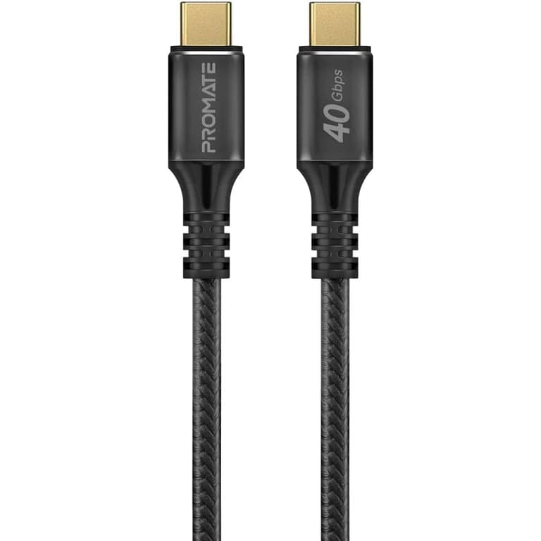 Promate PowerBolt240-2M USB-C Cable Ultra-Fast 240W Power Delivery Thunderbolt 3 w/ 8K Display Nylon Braided 2M Cord & 40Gbps Transfer Speed - Black