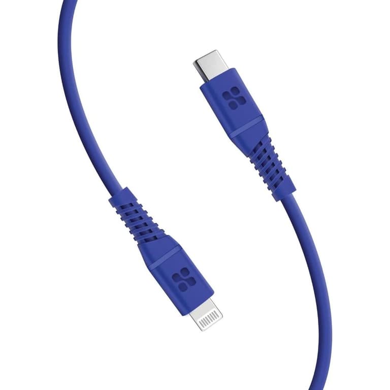 Promate USB-C to Lightning Cable Apple MFi Certified Lightning Cable w/ 20W Power Delivery 120 cm Anti-Tangle Silicone - Blue