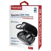 Promate Epic SportFit True Wireless Sporty In-Ear Bluetooth v5.3 ENC Earphones with Noise Cancelling Mic 42H Playback Time - Black product image