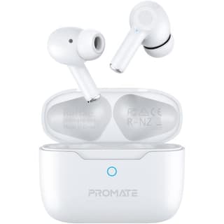 Promate ProPods True Wireless In-Ear Active Noise Cancelling Bluetooth v5.3 w/ Mic 25H Playback Time & Charging Case - White