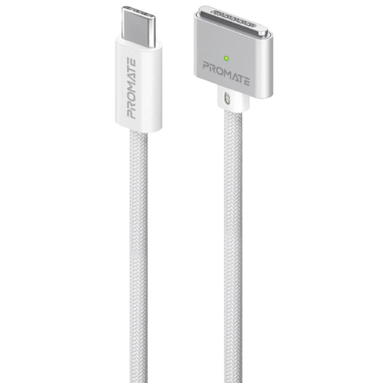 Promate MagCord-140PD MacBook Durable USB-C to MagSafe 3 Charging Cable w/ 140W Power Delivery 2M Nylon Braided