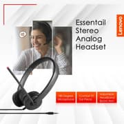 Lenovo Essential Stereo Analog Headset Wire Jake (3.5mm) Headphone Swivel Mic Boom Comfortable Ear Pieces product image