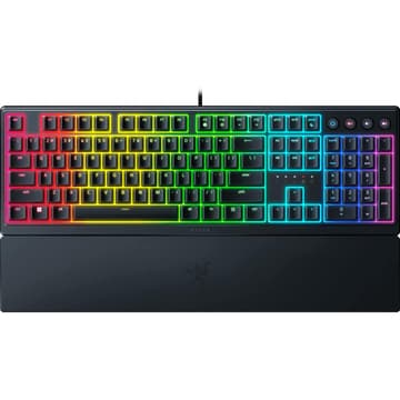 Razer Ornata V3 Gaming Low-Profile Keys Mecha-Membrane Switches 10-Zone RGB Lighting Spill-Resistant Magnetic Wrist Wrest - Black