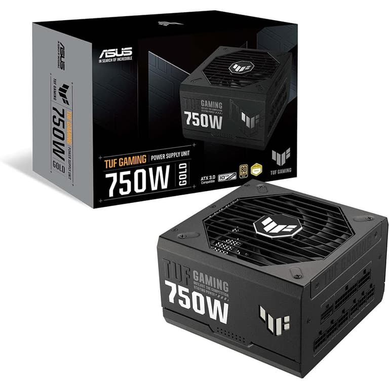 ASUS TUF Gaming 750W Gold Fully Modular 80+ Gold Certified ATX 3.0 Military-Grade Components Dual Ball Bearing Axial-tech Fan PCB Coating