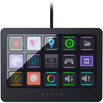Razer Stream Controller X All-in-One Keypad For Streaming 15 Switchblade Buttons Multi-Link Macros Swappable Magnetic Faceplate Designed for PC & Mac