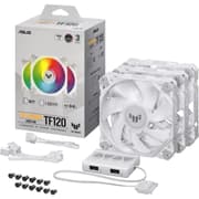 ASUS TUF Gaming TF120 ARGB Triple Fan Kit w/ Controller 3Pin LEDs Blade 120mm PWM Control For Computer Case & Liquid Radiator -White product image