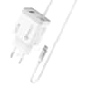 Promate ICharge-PDQC3 iPhone Wall Fast Charging 20W Power 1.5m Lightning Cable w/ Quick Charge 3.0 Port EU Outlet - White product thumbnail 1