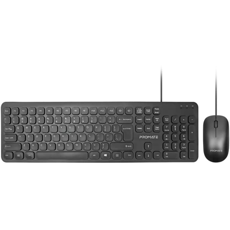 Promate Combo-KM2 Wired Keyboard & Mouse Combo Ultra-Slim USB Arabic / English Layout