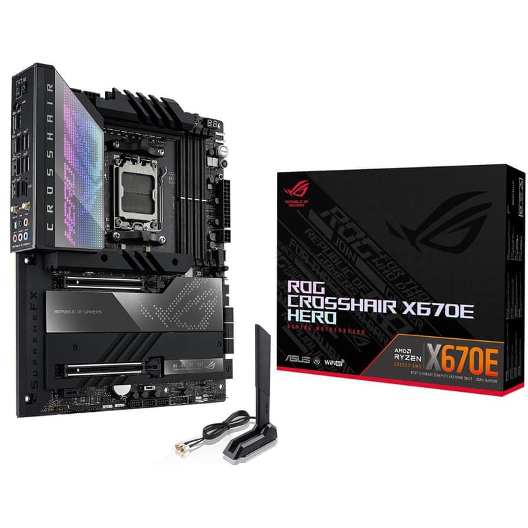 ASUS ROG Crosshair X670E Hero WiFi 6E DDR5 AM5 Ryzen 7000 PCIe® 5.0 5xM.2 Slots USB 3.2 Gen 2x2 USB4 Mainboard