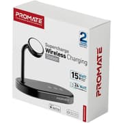 Promate WavePower Aluminum Wireless Charger Stand Multi-Device Charging w/ Qi-Certified 15W Fast Charging & 24W SuperCharge USB Port product image