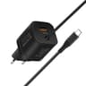 Promate PowerPort-PDQC3 USB-C Charger Premium 33W with 22.5W Quick Charge 3.0 Port & 1.5M Type-C Cable EU Interface - Black product thumbnail 1