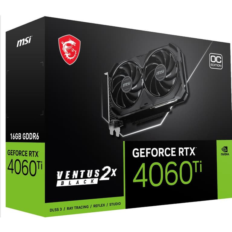 MSI Gaming VENTUS 2X Black GeForce RTX 4060 Ti 16GB GDRR6 128-Bit TORX Fan Graphics Card