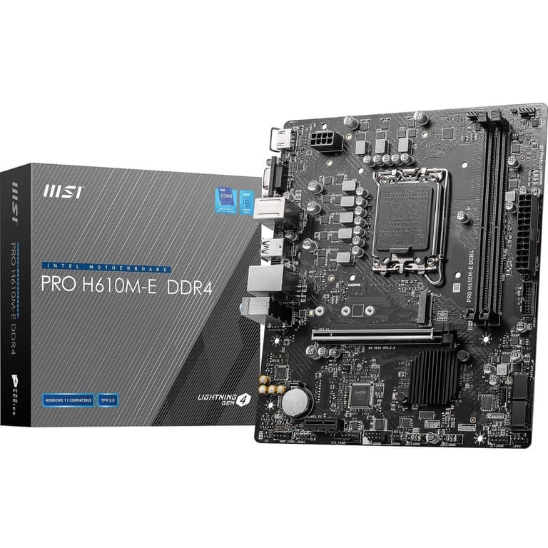 MSI PRO H610M-E DDR4 Motherboard 12th Gen Intel Core LGA 1700 Socket PCIe 4.0 1G LAN M.2 Slots