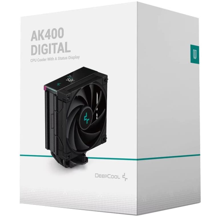 DeepCool AK400 Digital 1850 RPM PWM CPU Air Cooler 4 Heatpipes Chip Cooling Heatsink w/ w/ ARGB LED Strip & Digital Screen Displays