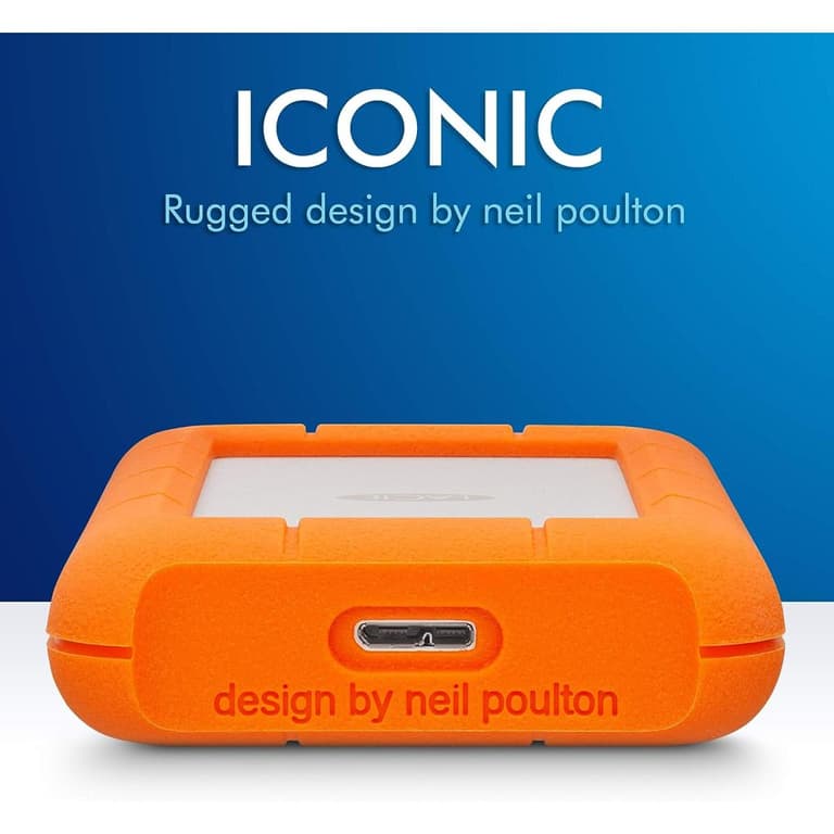 LaCie Rugged Mini 5TB External Portable HDD USB 3.0 USB 2.0 Compatible Drop Shock Dust Rain Resistant Shuttle Drive For Mac & PC - Orange