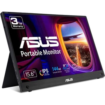 ASUS ZenScreen MB16AHG 15.6” IPS Full HD Portable USB-C 144Hz Mini-HDMI Ergo kickstand Eye Care Tripod Mountable Protective Sleeve