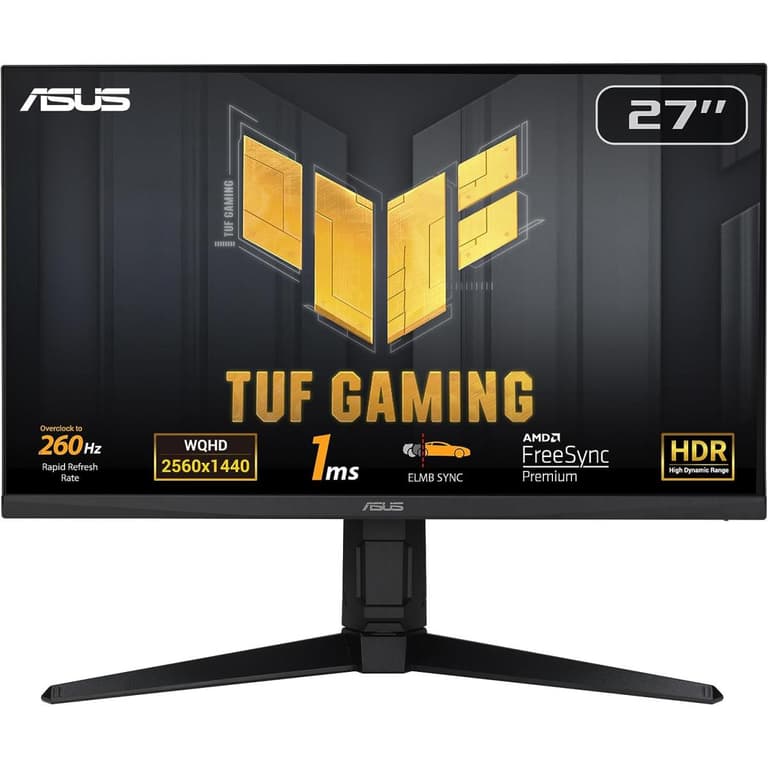 ASUS TUF VG27AQML1A Gaming 27" Fast IPS 2K HDR QHD 260Hz 1ms HDR400 G-SYNC Compatible Variable Overdrive 100% sRGB w/ Speakers